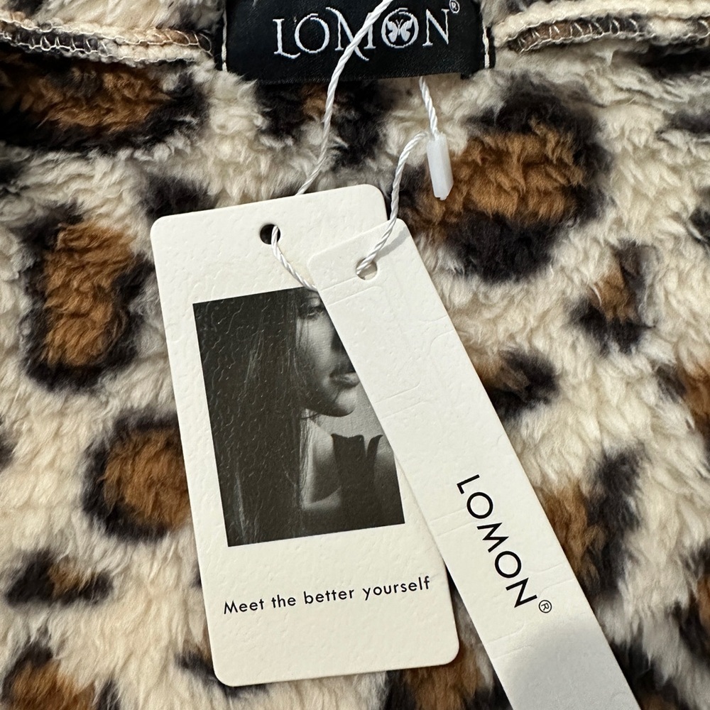 Lomon Leopard Print Faux Fur Fuzzy Zip Vest – Size Medium - Picture 9 of 16